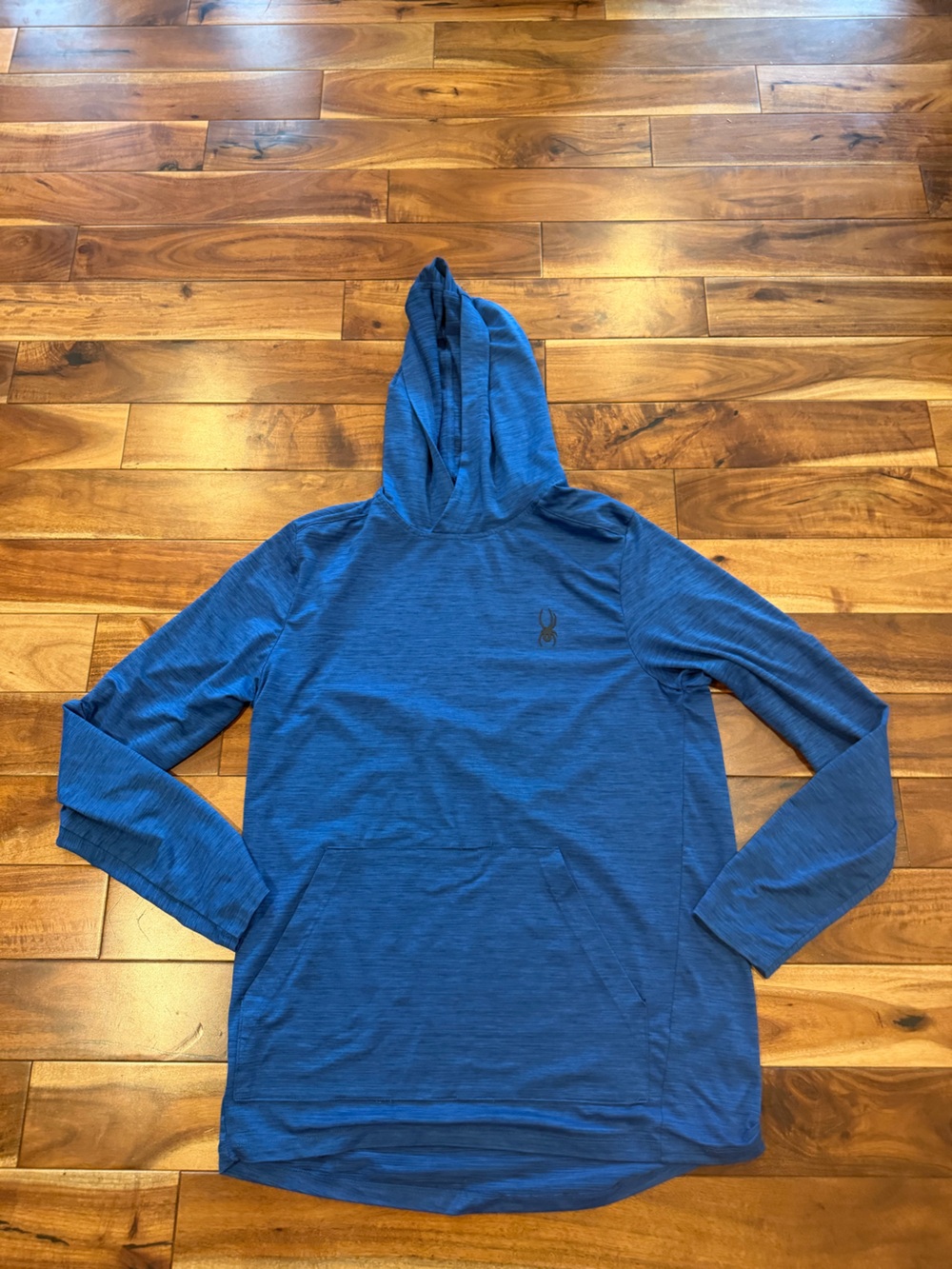 Spyder mens's Blue Performance Hoodie Shirt medium lightly used long sleeve